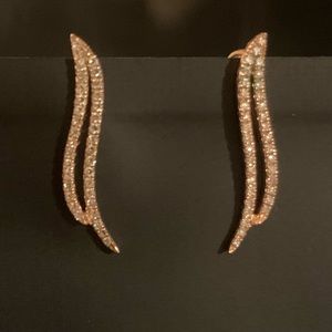 14k solid pink gold and Diamond earring